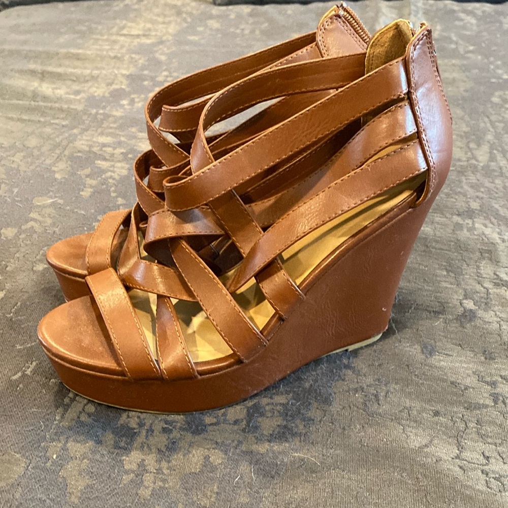 Brown wedges leather